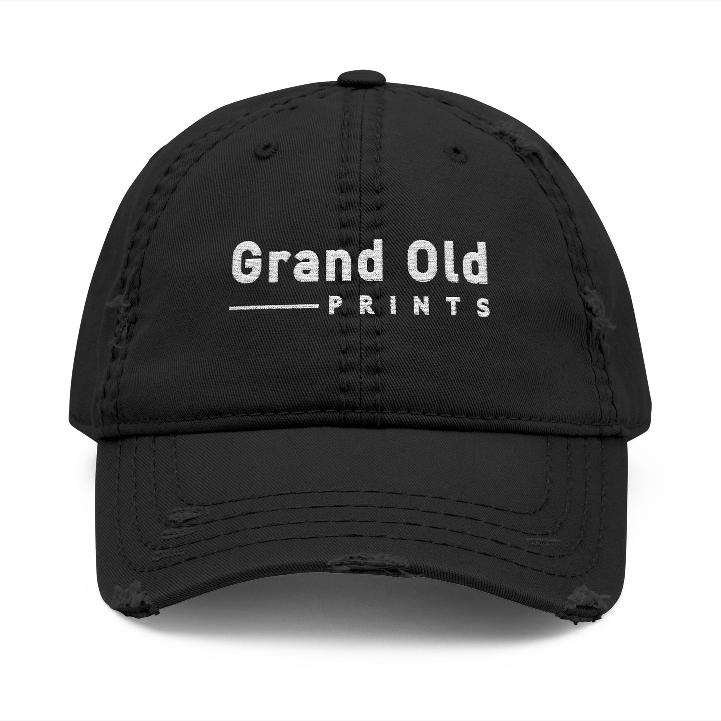 Grand Old Prints - White Text | Distressed Dad Hat