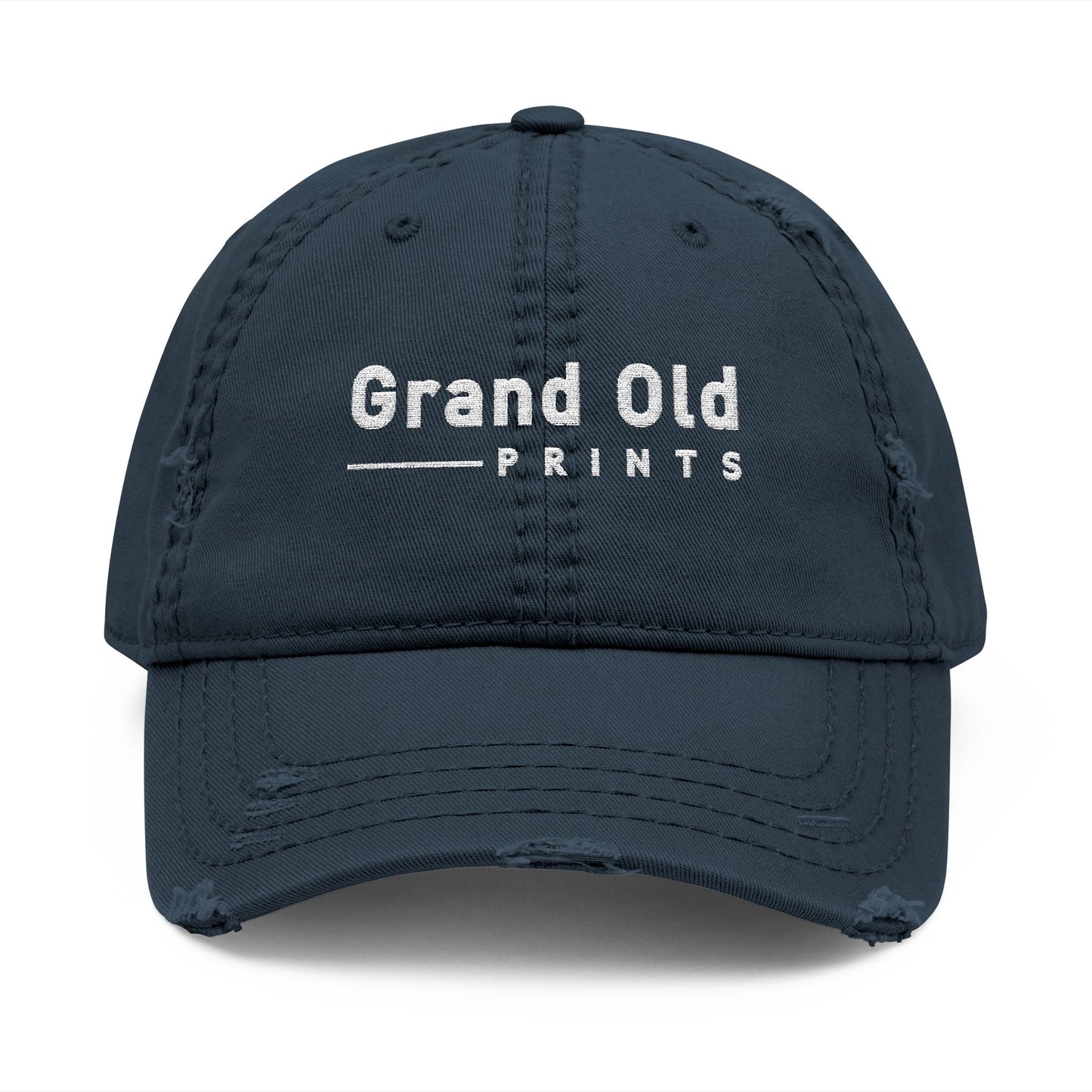 Grand Old Prints - White Text | Distressed Dad Hat