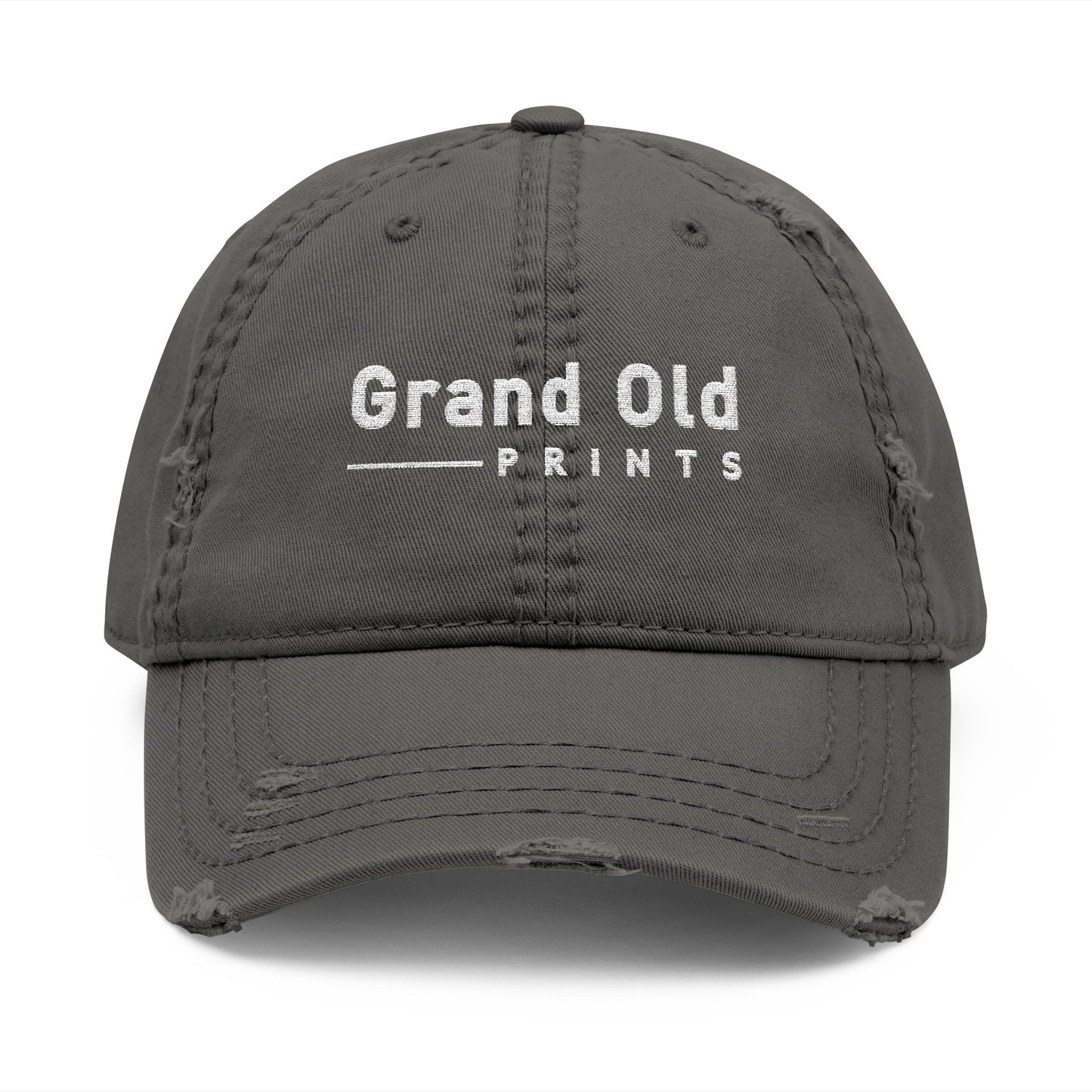 Grand Old Prints - White Text | Distressed Dad Hat