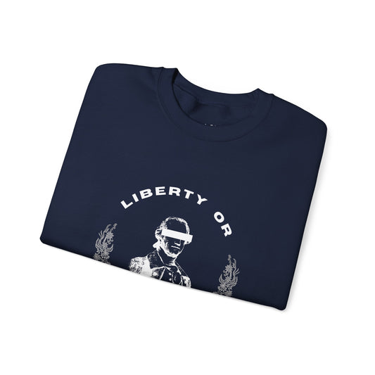 "Liberty or Bust" Navy sweatshirt with white graphics
