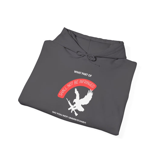 Gray Shall not Be Infringed Hoodie; silhouette of eagle carrying a rifle