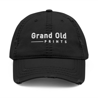Grand Old Prints - White Text | Distressed Dad Hat