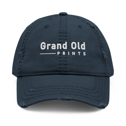 Grand Old Prints - White Text | Distressed Dad Hat