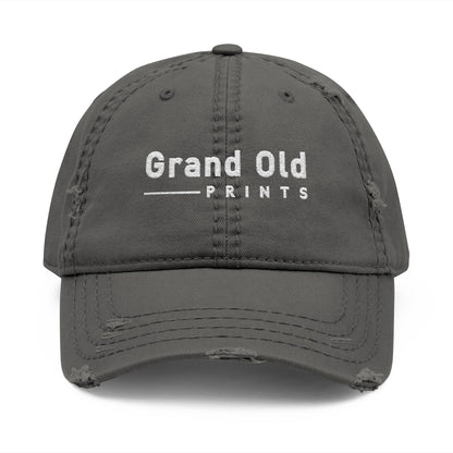 Grand Old Prints - White Text | Distressed Dad Hat